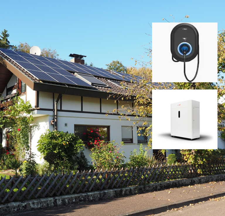 Photovoltaikanalge mit Ladestation und Solarbatterie Photovoltaik, Ladestation-Solarbatterie